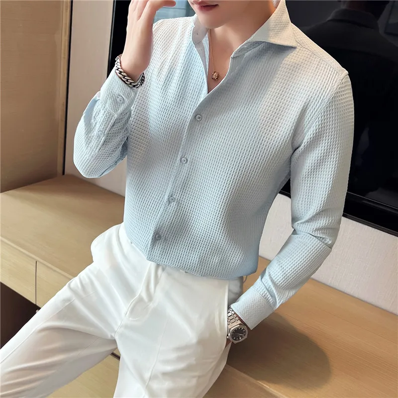 2023 Brand Clothing Men Spring High Quality Business Long Sleeve Shirts/Male Slim Fit Fashion Casual Dress Shirts Plus Size 3XL