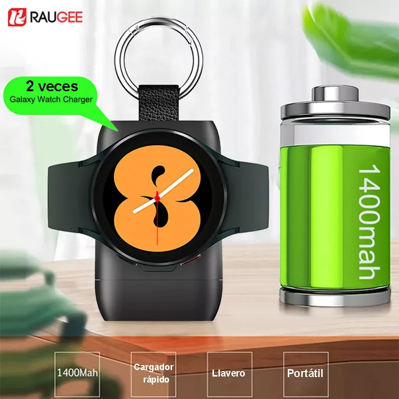 

Portable Wireless Charger For Galaxy Watch 4 1400mah Power Bank For Samsung Galaxy Watch 3/Active 2 Magnetic USB-C Charger Dock