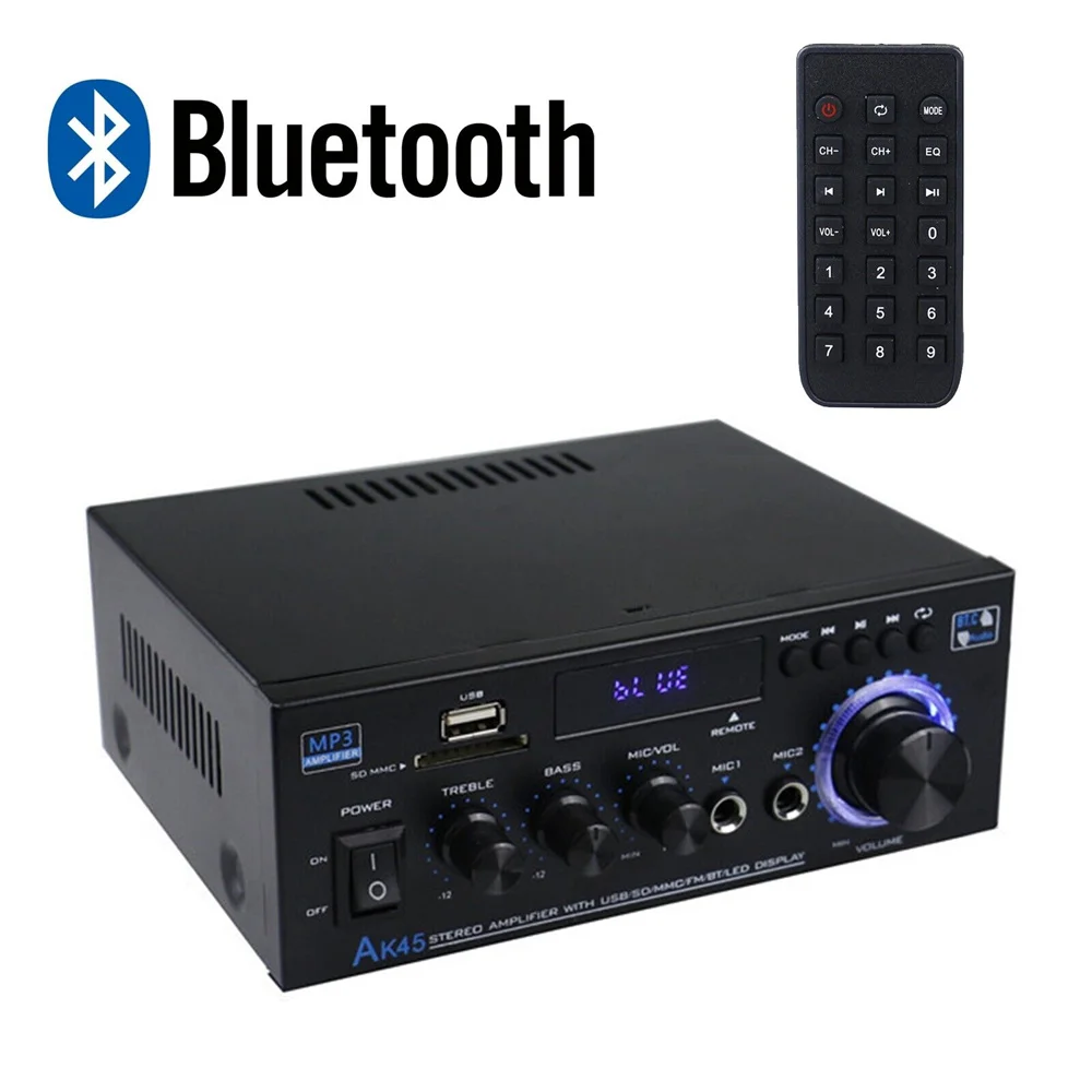 

Домашний усилитель мощности 800 Вт, 2-канальный мини Hi-Fi Цифровой стерео усилитель звука с поддержкой FM, USB, SD, микрофона