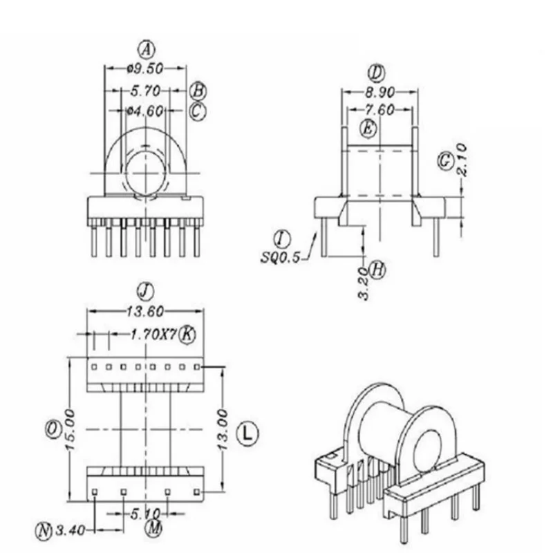 EP13 материал с мягким сердечником PC44 и шпулька горизонтальная DIP 4 + 8 15 компл./лот