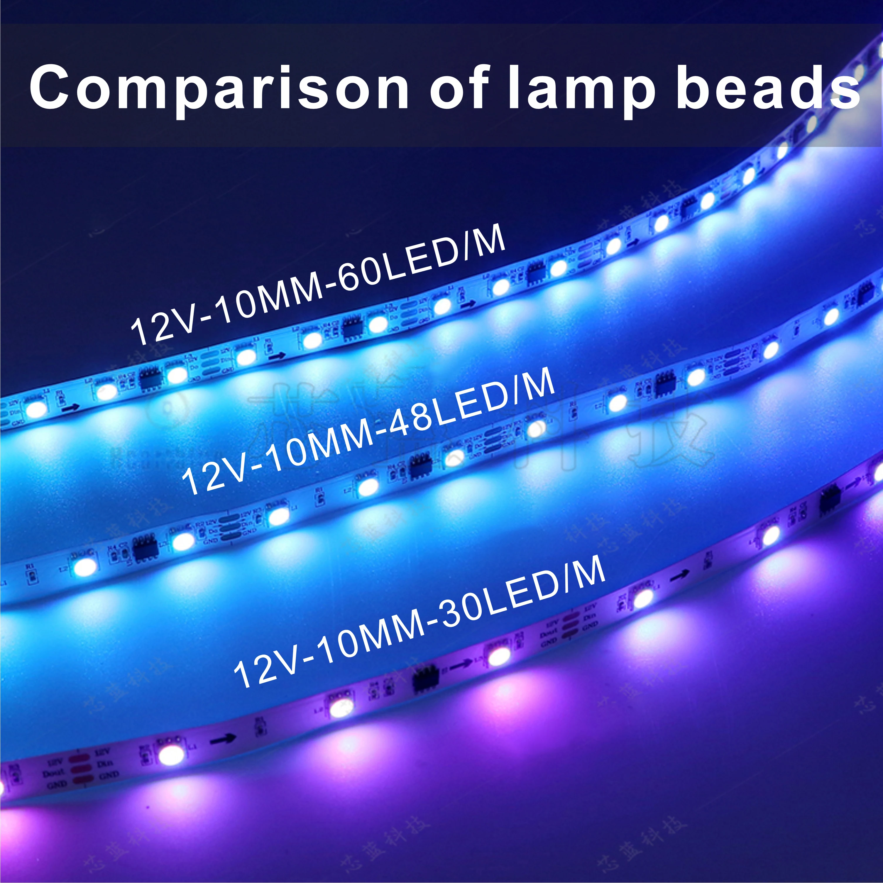 Фото WS2811 Светодиодная лента Magic Color RGB SMD5050, DC12V. Адресные, 30/48/60/84/96 светодиодов. Внешний: 1 микросхема управления управления 3 светодиодами освещения. №5