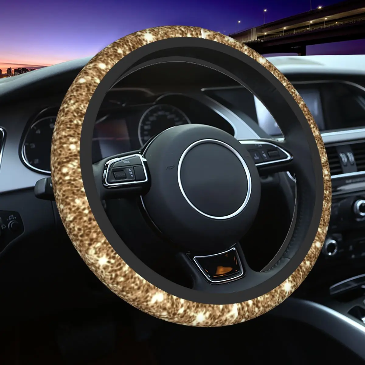 

New Sparkling Glitter Car Steering Wheel Cover 38cm Non-slip Steering Wheel Protector Elastische Car-styling Car Accessories