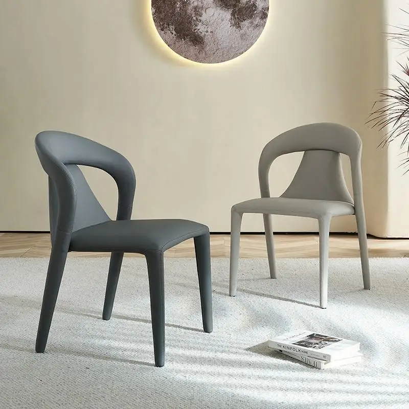 

Современный минималистичный обеденный стул, домашний скандинавский дизайнерский роскошный задний стул, итальянский отель, ресторан, креативный кожаный стул, обеденный стол