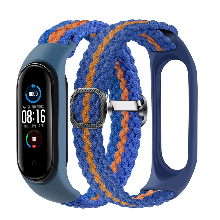 

Nylon Braided Bracelet for Miband 7 6 5 Strap Elastic Adjustable Strap for Miband 4 5 6 Correa Wristband for Xiaomi Band 3 Strap