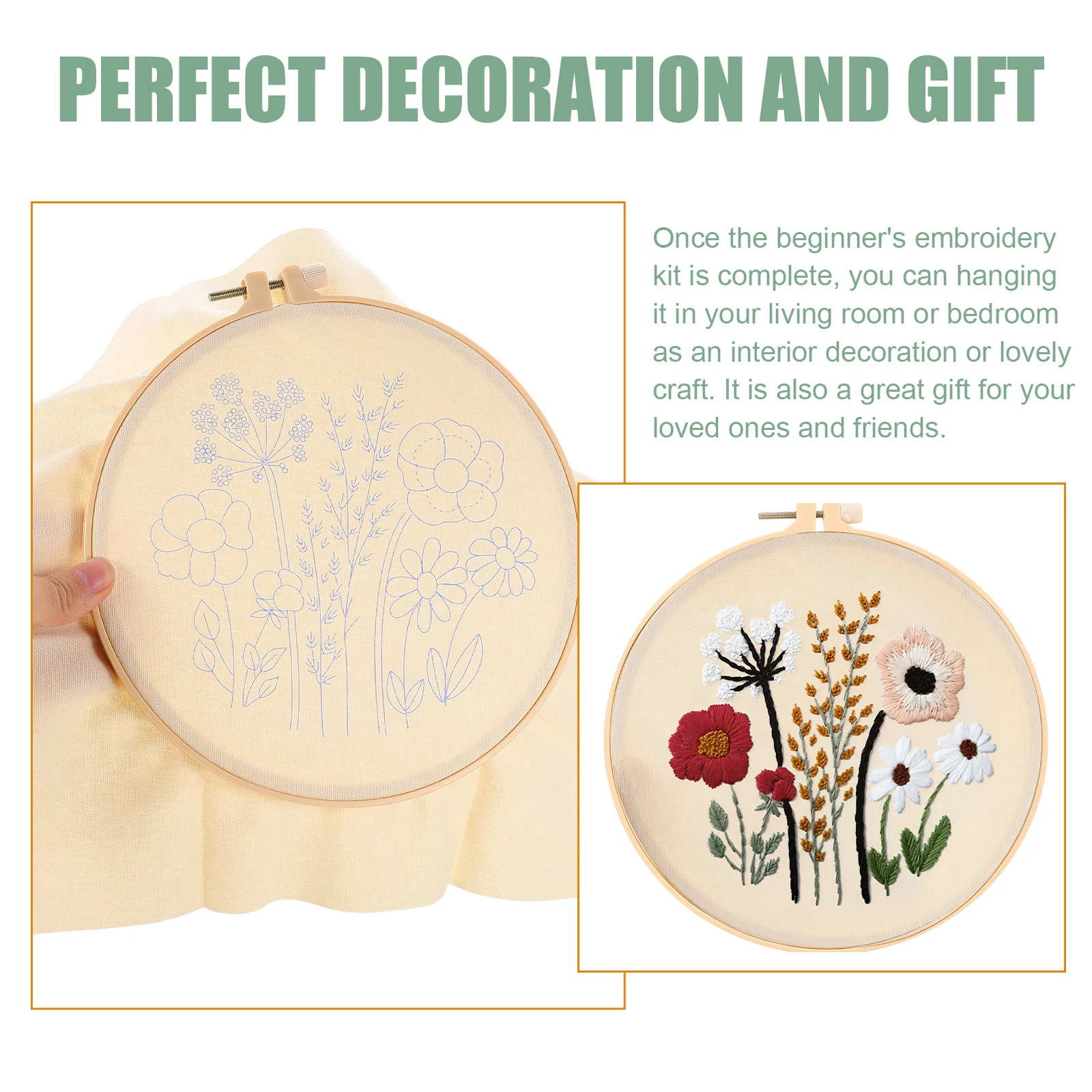1Set Decorative Embroidery Kits Cross Stitch Needlepoint Floral Crafts for Sewing Decors Beginners Home |