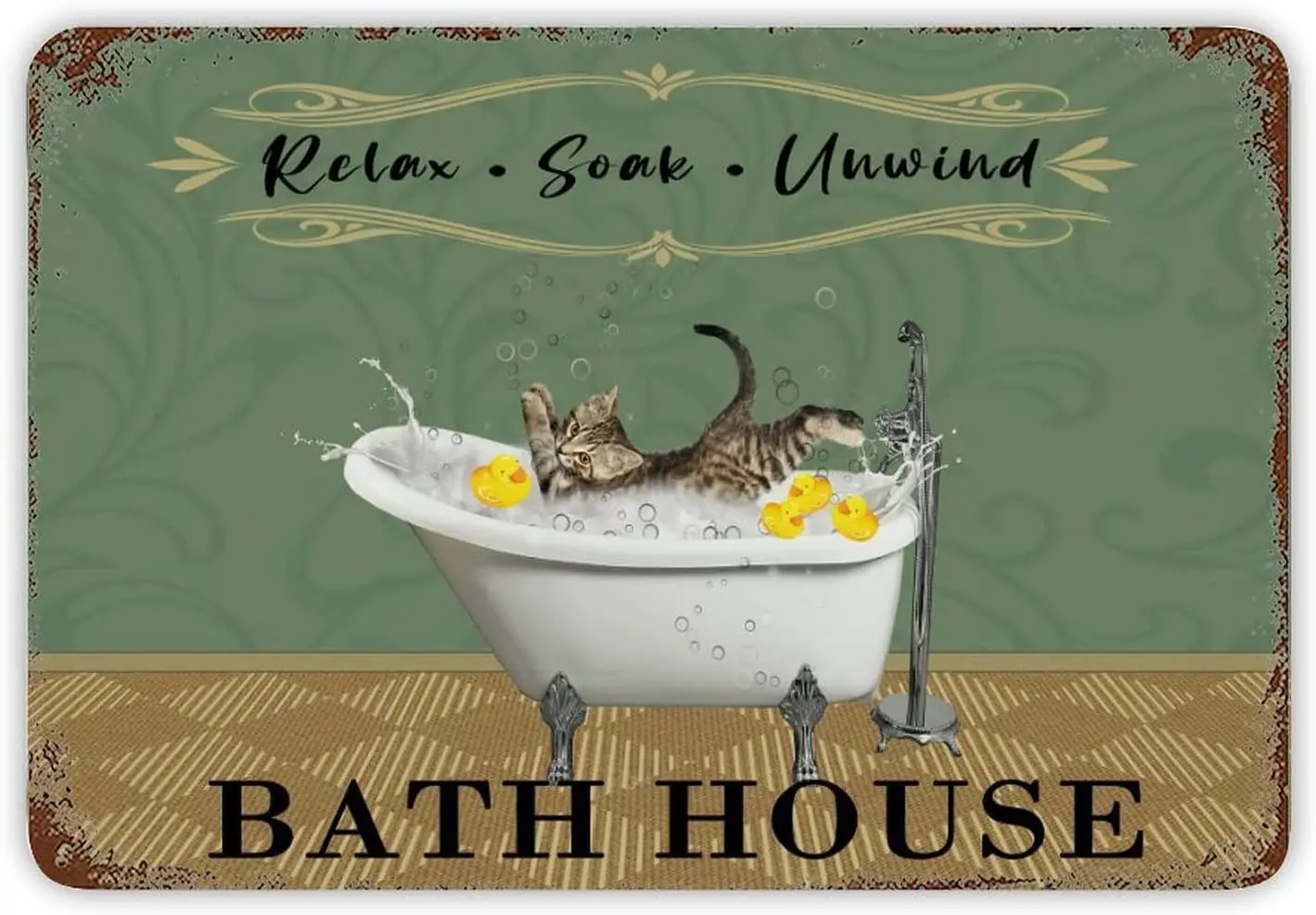 Расслабляющая замачивающаяся неумная металлическая вывеска в форме кошки в ванне Оловянная табличка шикарная вывеска для ванной домашняя настенная вывеска Декор Картина из железного металла постер