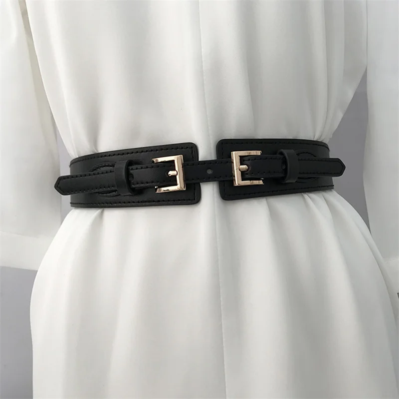 

Women Belts PU Leather Corset Belt Female Metal Buckle Belts for Ladies Leisure Dress Jeans Wide Waistband