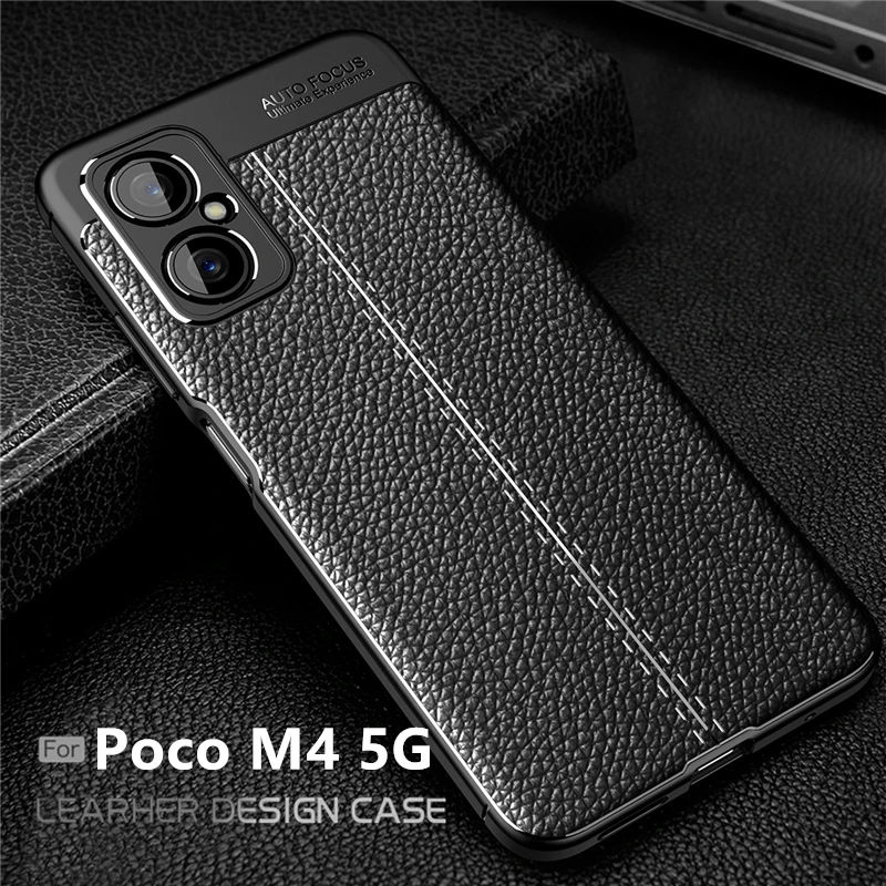 For Cover Poco M4 5G Case For Poco M4 5G Capas Shockproof Phone Back Bumper TPU Soft Leather For Fundas Xiaomi Poco M4 5G Cover