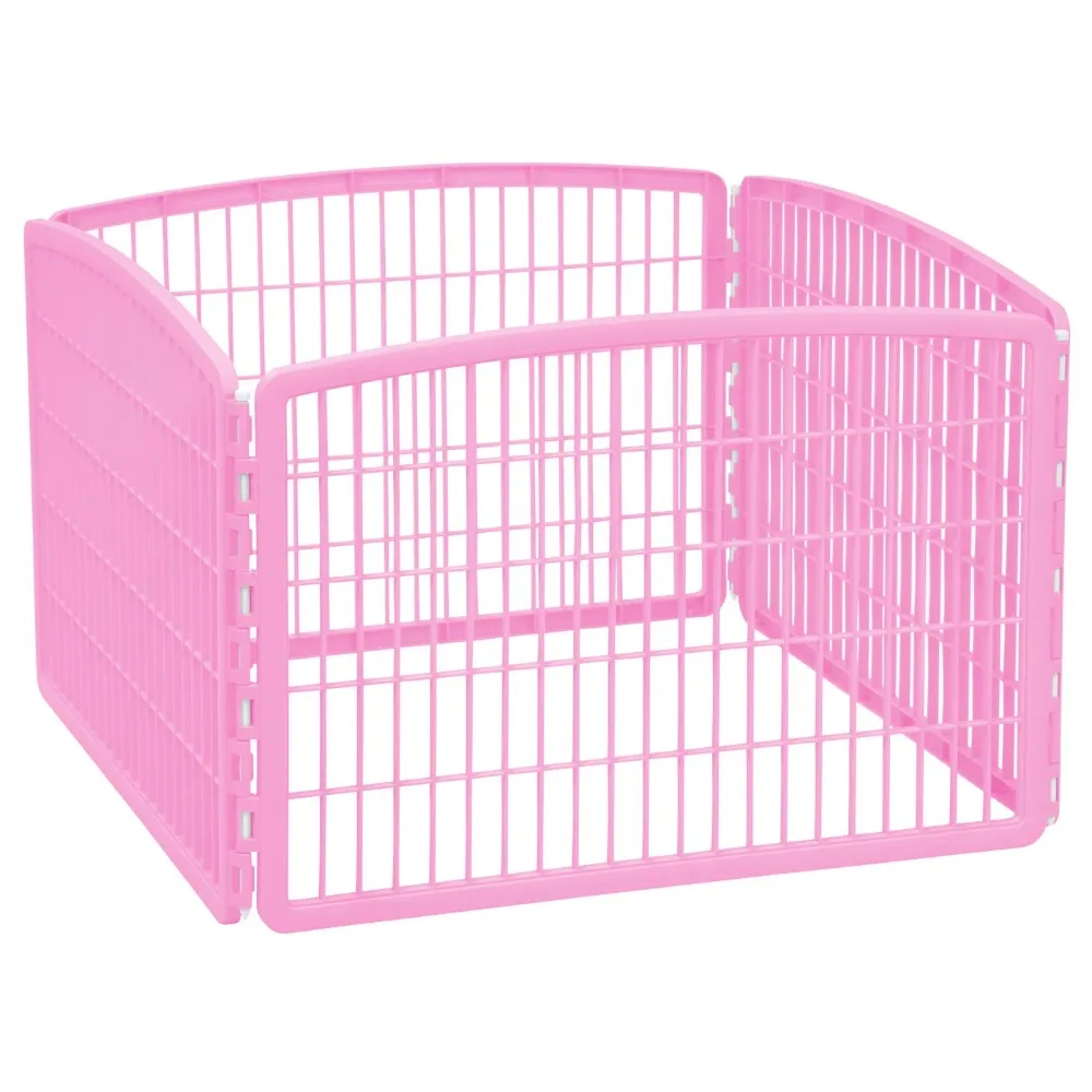 

USA 24" 4-Panel Plastic Exercise Pet Playpen without Door, Pink