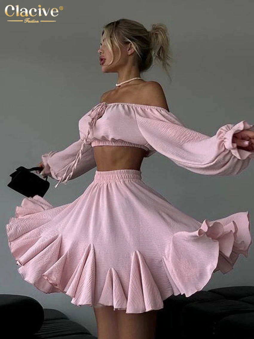 Clacive Fashion Свободные белые комплекты из 2 предметов Женский наряд 2025 Элегантный