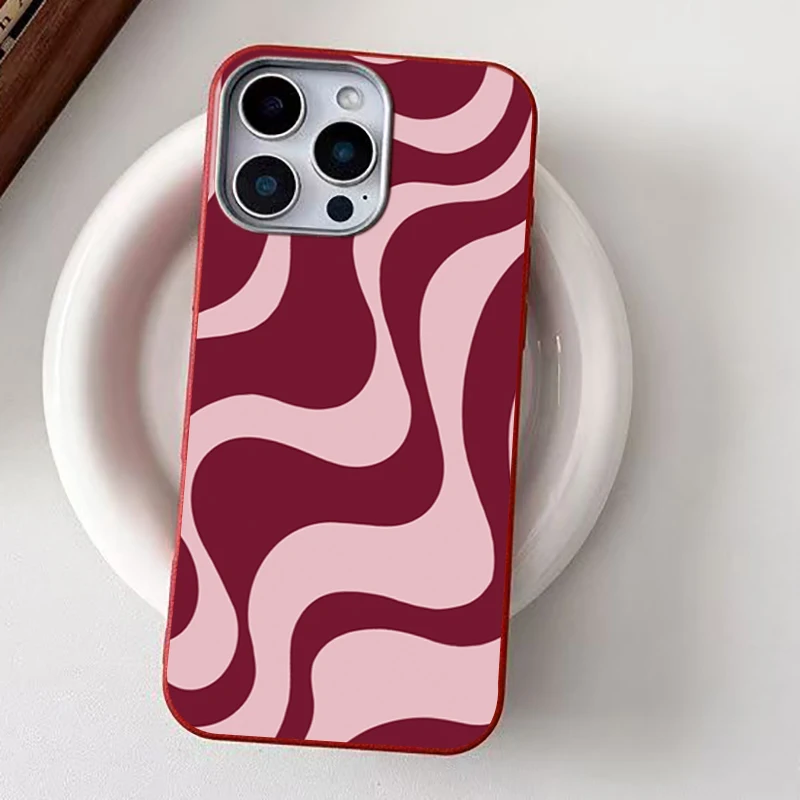 Ретро розовый чехол для телефона с абстрактным волнистым узором для iPhone 17 16 Pro 16E 15 14 13 12 11 Pro Max 17 Air X XR XS 7 8 Plus Sof't Cover (art.: 3920d43af29ee) - 3920d43af29ee