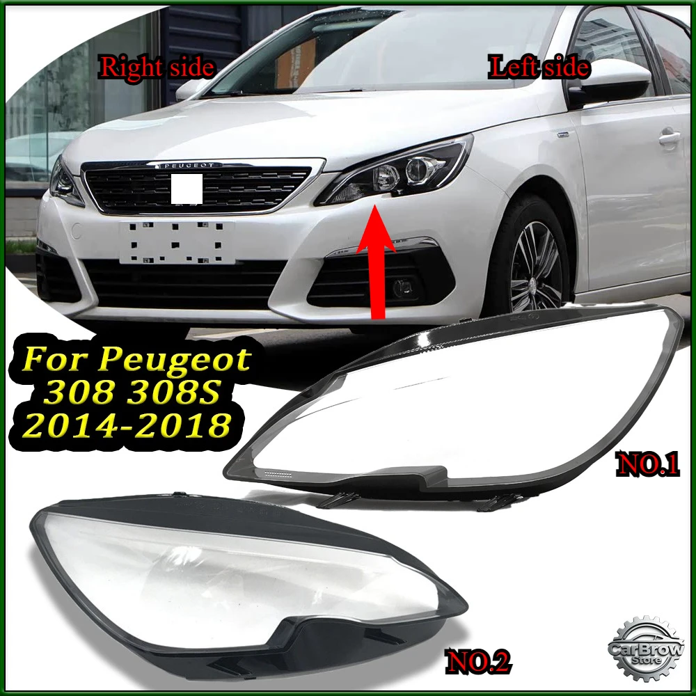 Фото Крышка-накладка на фару для Peugeot 308 308S 2015-2018, сменный корпус фары, стекло фары №1