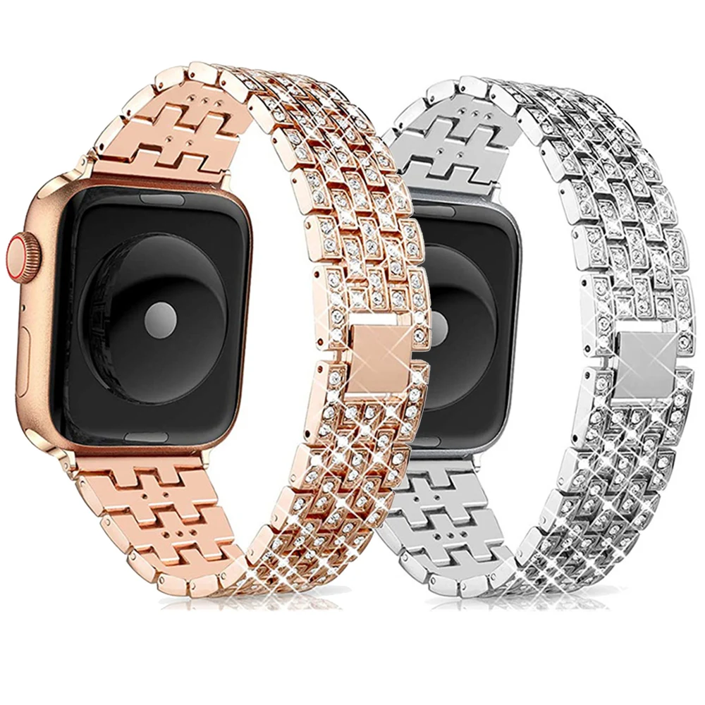 

Браслет из нержавеющей стали для Apple Watch Ultra Band, Женский бриллиантовый браслет для iWatch Series 8 7 6 Se 5 3, 49 мм 44 мм 40 мм 41 мм 45 мм