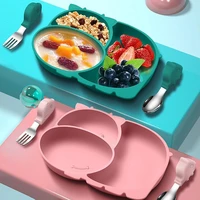 baby bowls plates spoons silicone suction feeding food tableware bpa free non slip baby dishes cattle food feeding bowl for kids