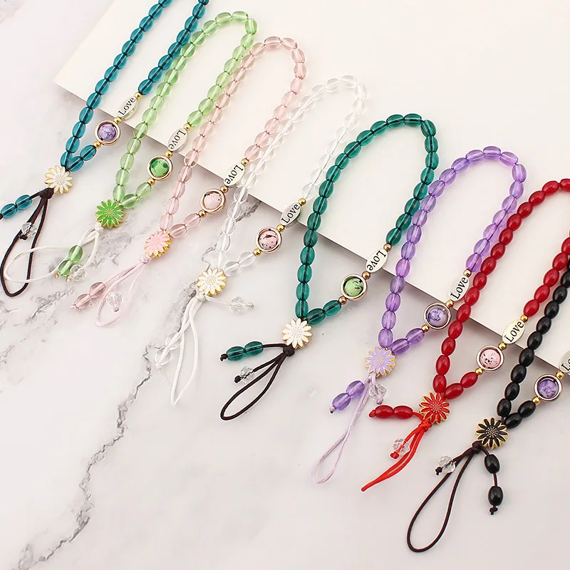 

Fashion Trendy Colorful Acrylic Beads Mobile Phone Chain for Women Girls Cellphone Strap Anti-lost Lanyard Hanging Cord Jewelry