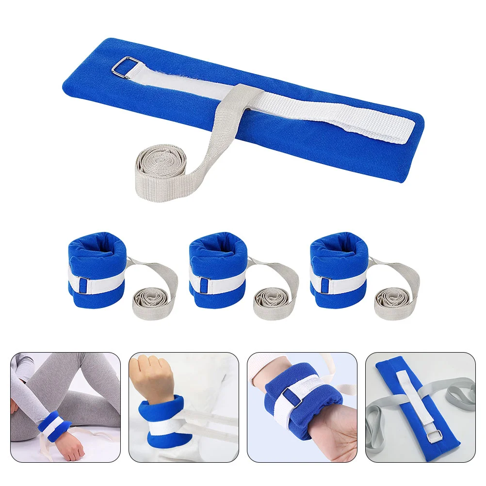 

4 Pcs Bedrail Elderly Bed Restraint Bed Wrist Straps Restraining Women Patient Ankle Straps Bed Safety Rails