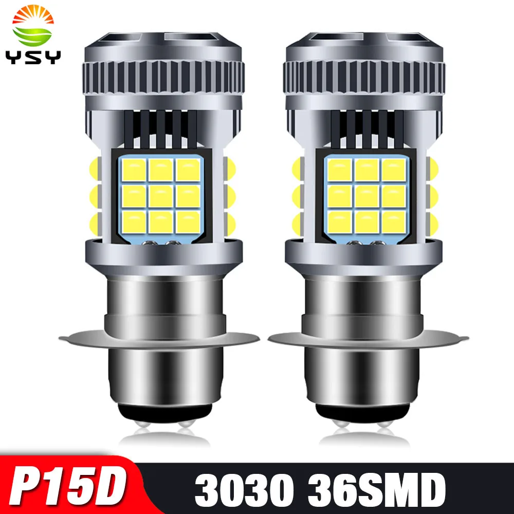

YSY 2pcs P15D LED Motorcycle Headlight Bulbs 6000k Hi/lo Beam 3030 12SMD Moto LED Scooter ATV Accessories Fog lamp White