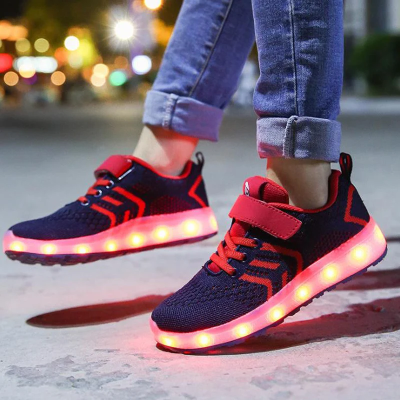 

2022 Size 25-37 Luminous Sneakers for Girls Boys Led Light Up Shoes Children RF Control Casual Shoes Sneakers with Luminous Sole