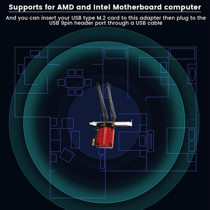 Беспроводная карта M.2 NGFF Wi-Fi BT для настольного ПК PCI-E Сетевой адаптер-конвертер