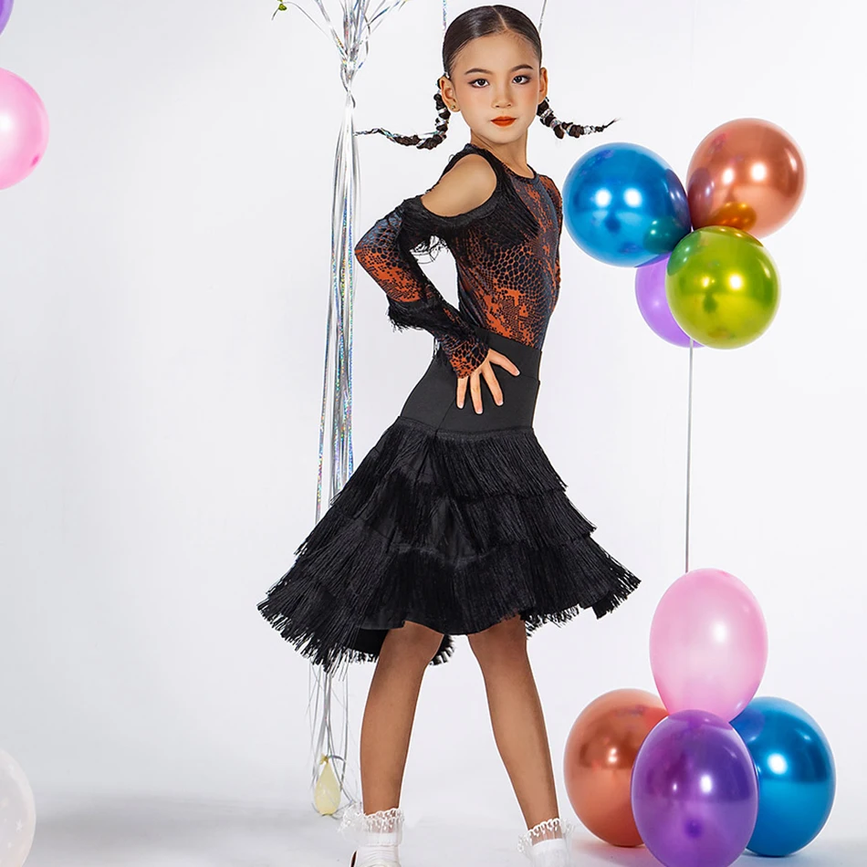 Детские юбки для латиноамериканских танцев девочек Осень-зима детские костюмы с