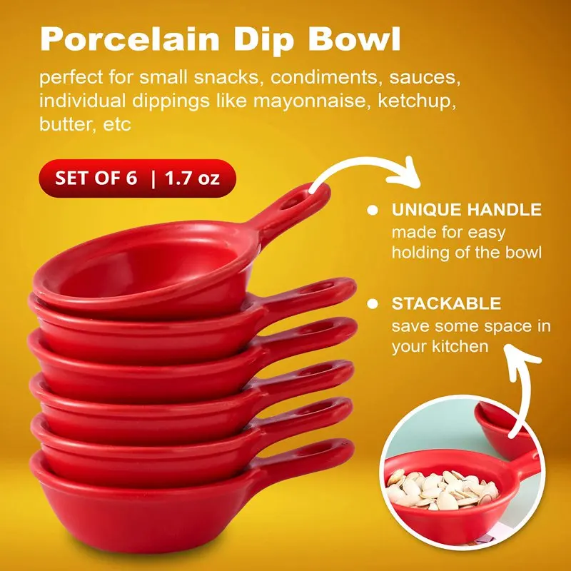 

Bowls Sets of 6 1.7 Oz Porcelain Dip Soy Sauce Dishes & Bowl Small Cups with handle for Sushi