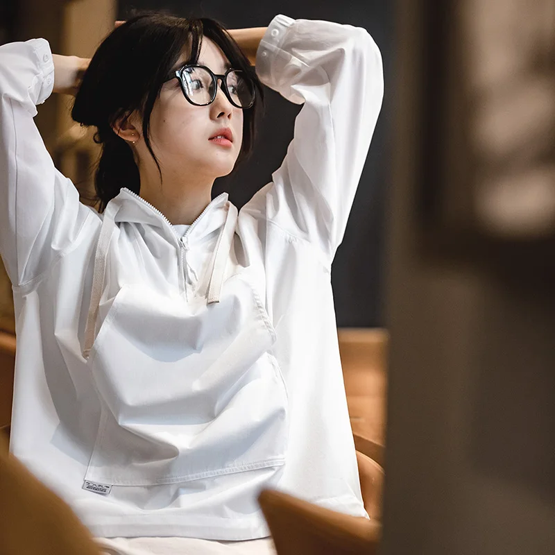 

Женская Весенняя винтажная повседневная куртка Maden с капюшоном Свободная верхняя одежда в японском стиле с полумолнией женские толстовки б...