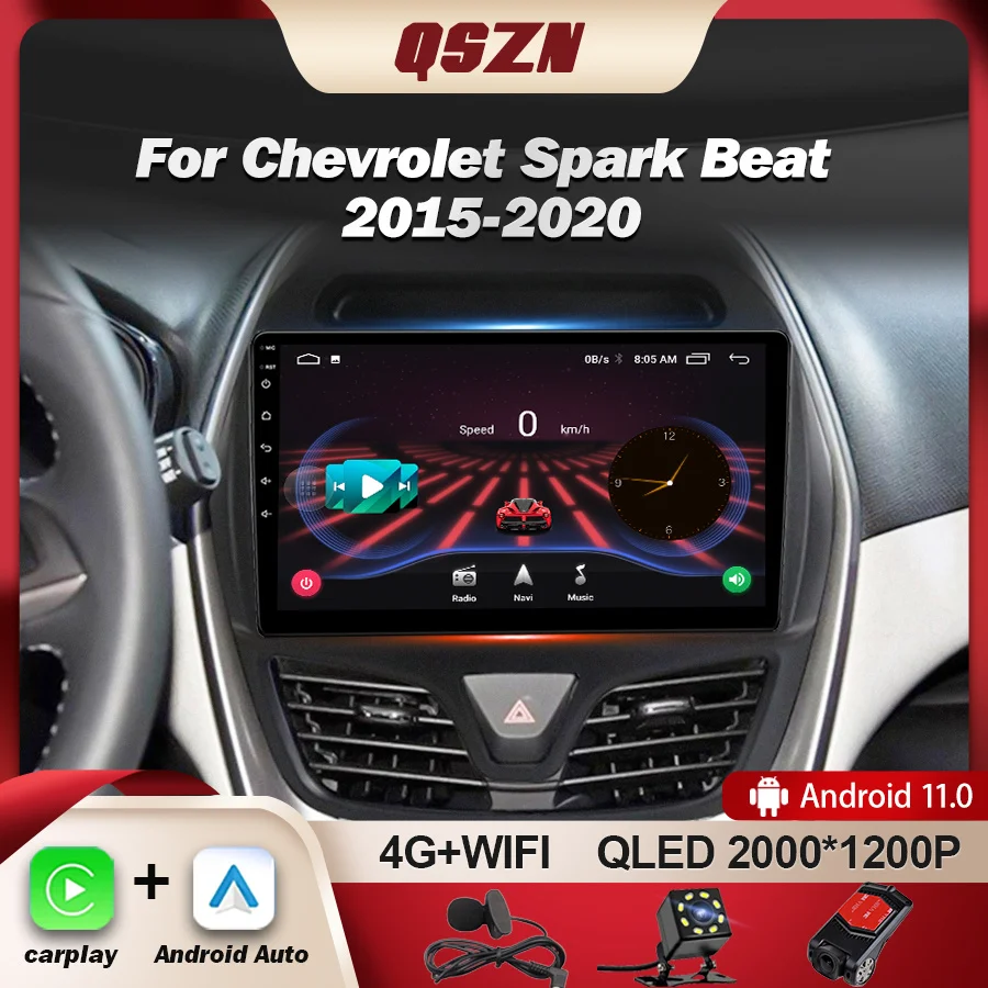 Автомагнитола QSZN для Chevrolet Spark Beat 2015-2020 мультимедийный видеоплеер с навигацией GPS