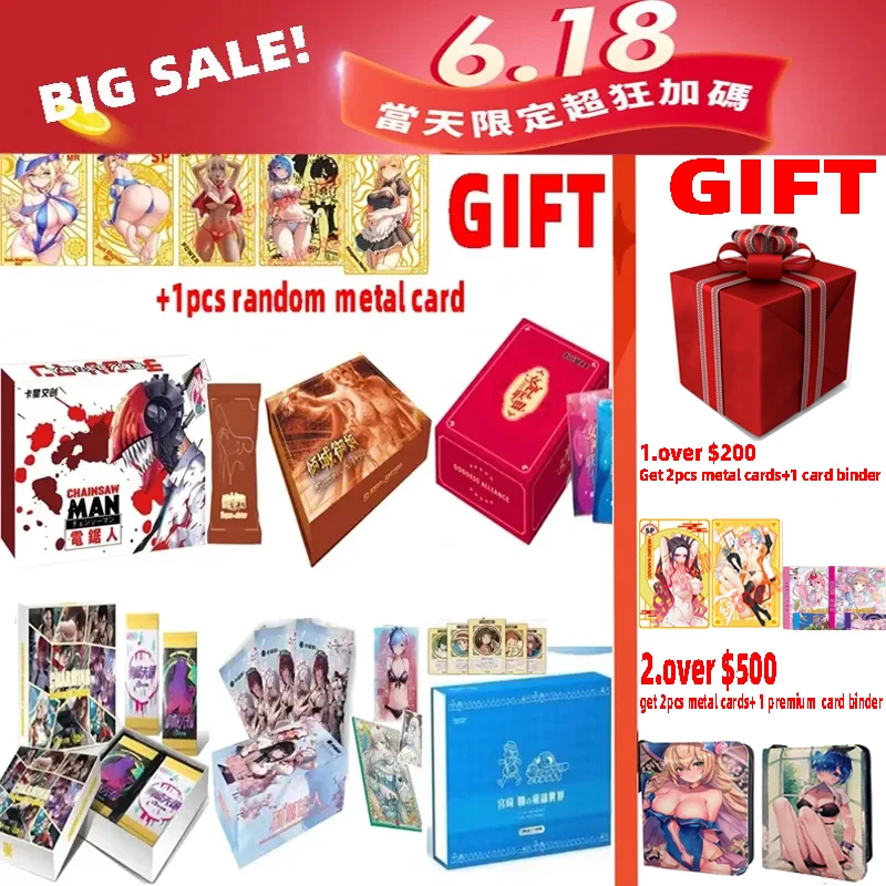 

Новинка 2023, коллекционная карточка с Бензопилой для мужчин, история богини, сексуальная девушка, бустер, коробка, подарок, игра, детские игру...