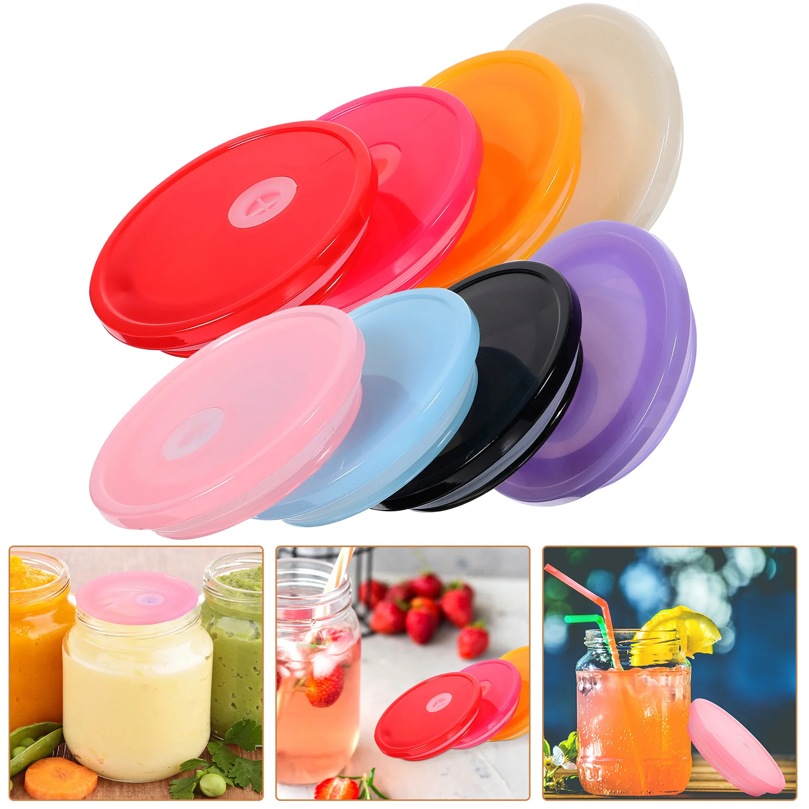 

8 Pcs Straw Lid Clear Glass Mugs Multi-use Cup Lids Sealing Multipurpose Universal Plastic Water Tumbler Supplies