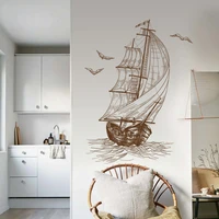 new sketch sailboat seabird wall stickers living room bedroom study tv background wall decorative painting home flat decoration