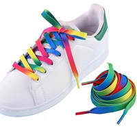 1pair rainbow gradient shoe lace colorful shoelaces flat canvas shoe casual shoes print pattern decoration gradient shoelaces