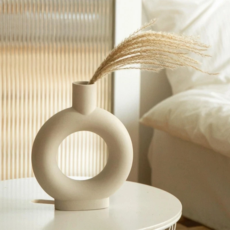 Nordic Minimalist Style Ceramic Flower Vase Dried Flowers Arrangement Ornaments Table Aesthetic Art Living Room Decor 3
