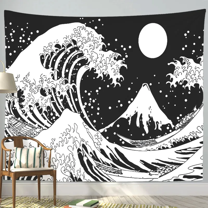 

White Black Sun Moon Mandala Starry Sky Tapestry Wall Hanging Bohemian Gypsy Psychedelic Witchcraft Astrology Tapestry