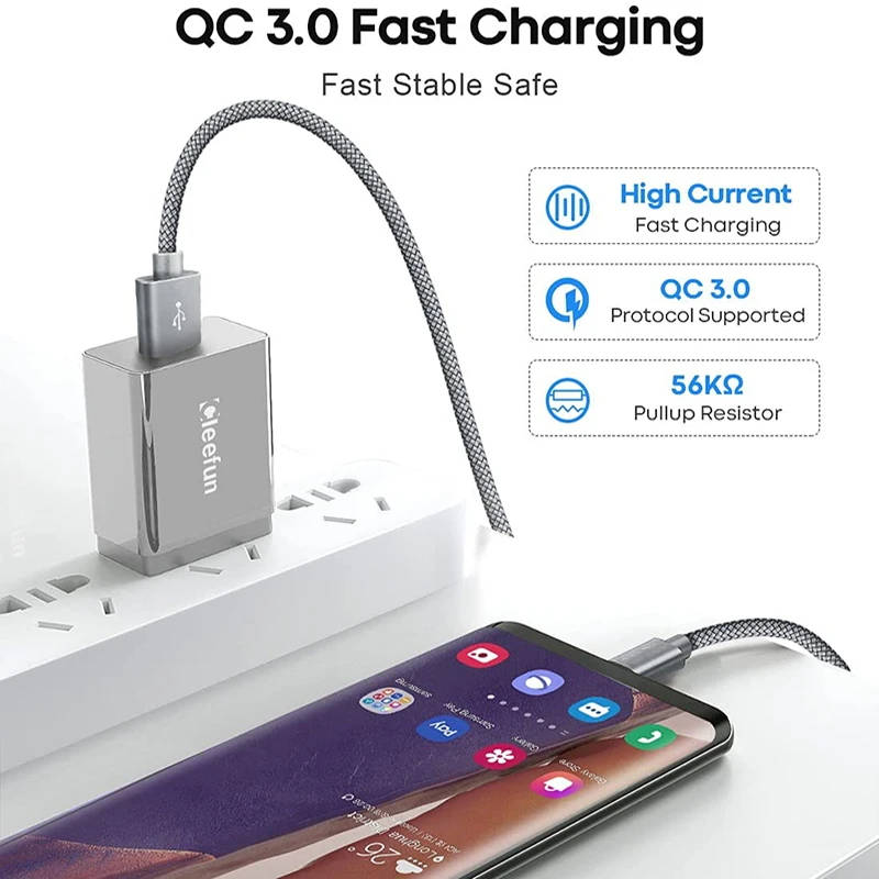 Длинный кабель USB C A в Type для быстрой зарядки контроллера PS5 Switch Samsung Galaxy Note LG шнур