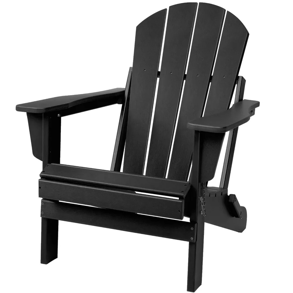 

Lacoo Folding Adirondack Chair All Weather Resistant Resin Outdoor Patio Chair, Black