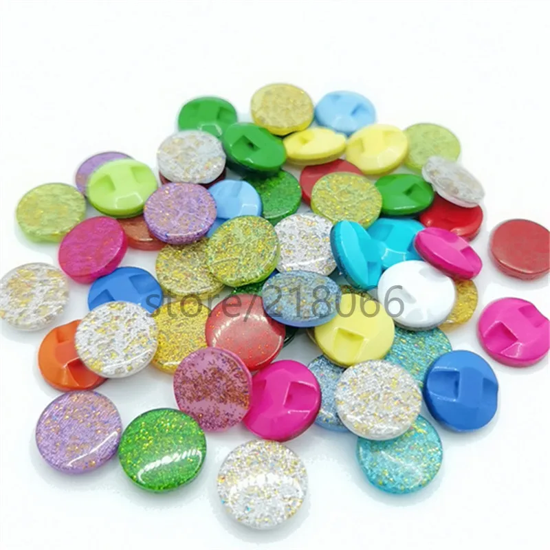 

200Pcs/Pack 12mm Glitter Round Plastic Flatback Button DIY Decoration Jewelry/Craft Accessories