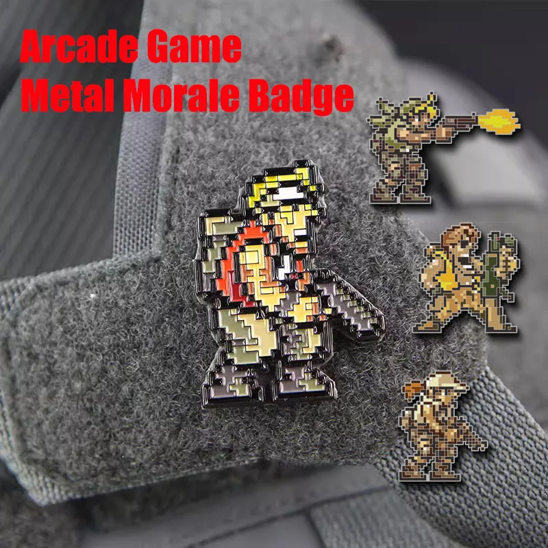

Arcade Game Characters Metal Patches for Clothing Mosaic Pixel Wind Hook and Loop Alloy Backpack Morale Badge Tactical Patch