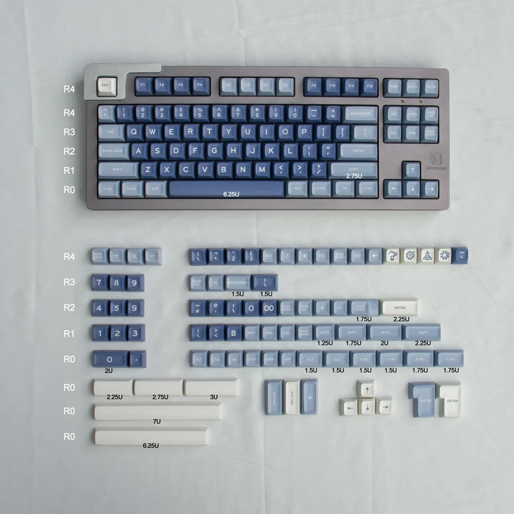 

170 Key Fishing Aifei Keycaps Blue Two-color Molding SA Profile Mechanical Keyboard Adapts To 64/84/960 and other Layouts