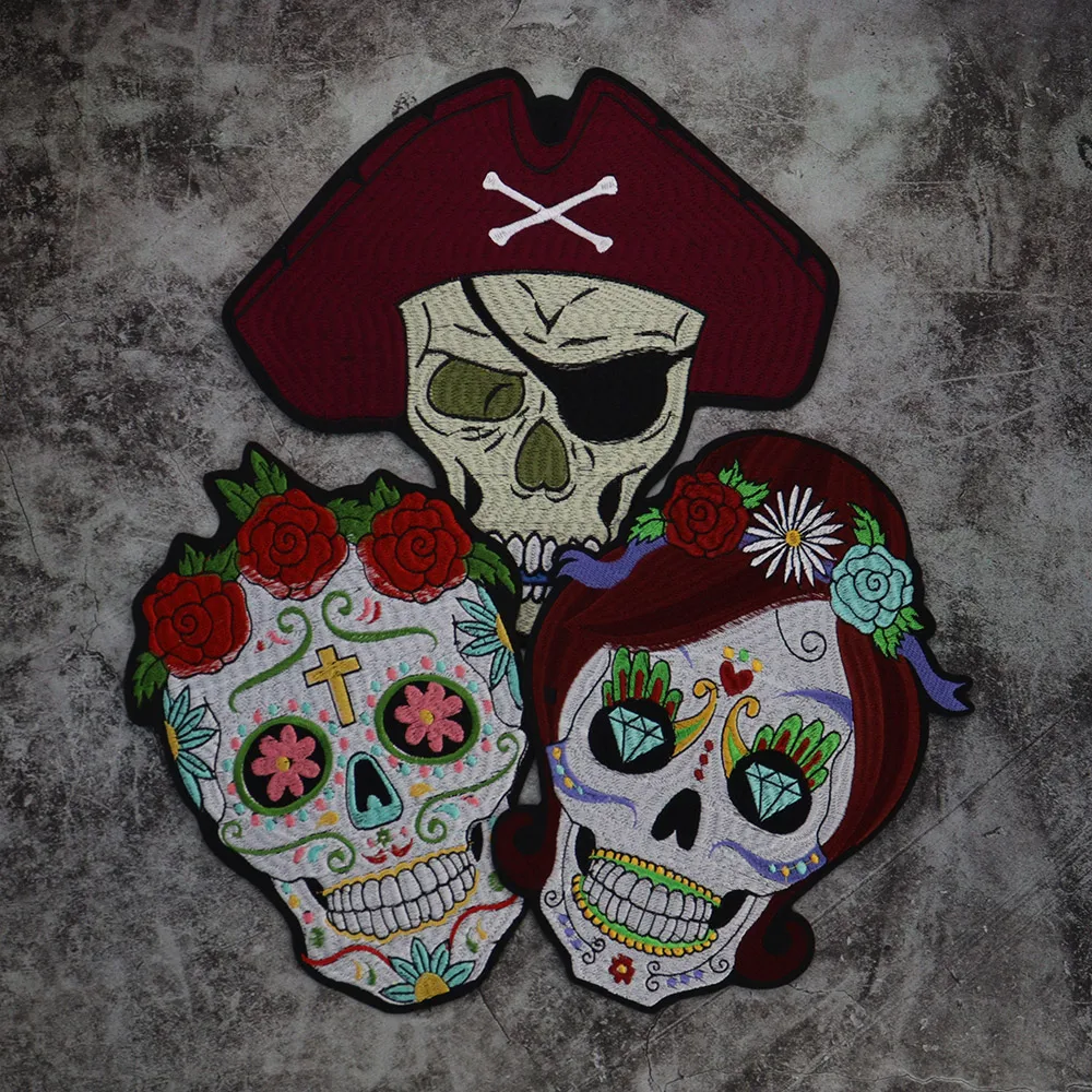 1 шт. розы череп байкер патч для куртки с подкладкой в байкерском стиле из ПУ
