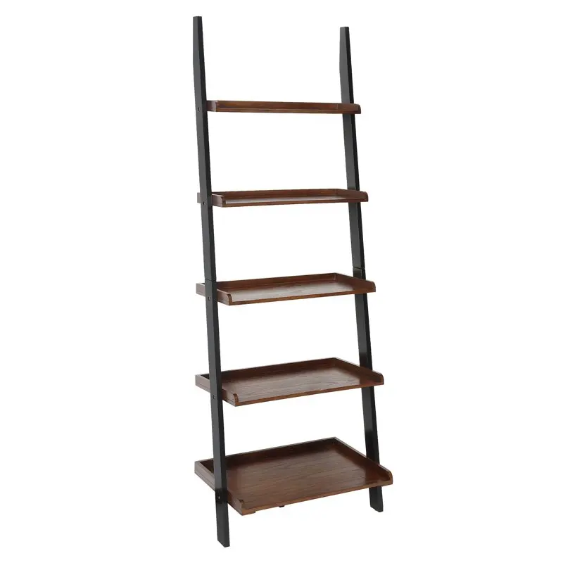 

French Country Bookshelf Ladder, Dark Walnut / Black