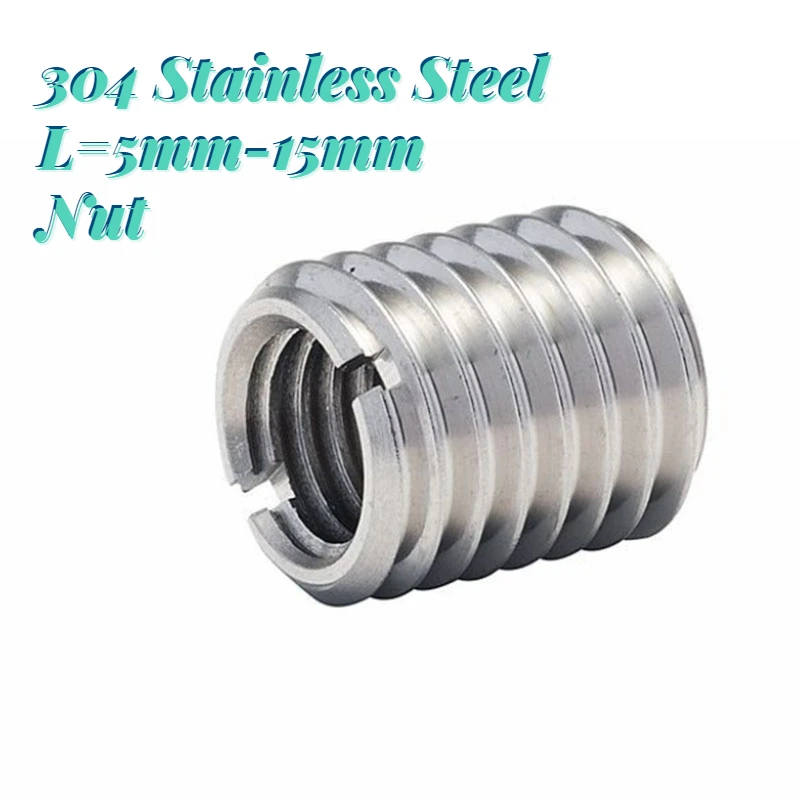 

5pcs High Quality 304 Stainless Steel Internal and External Tooth Conversion Nuts Reducer Nut Thread Repair Socket Length=5-15mm