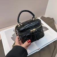 women shoulder bags 2022 pu leather purses and handbags shoppers fashion casual small lattice chain lipstick box shape totes bag