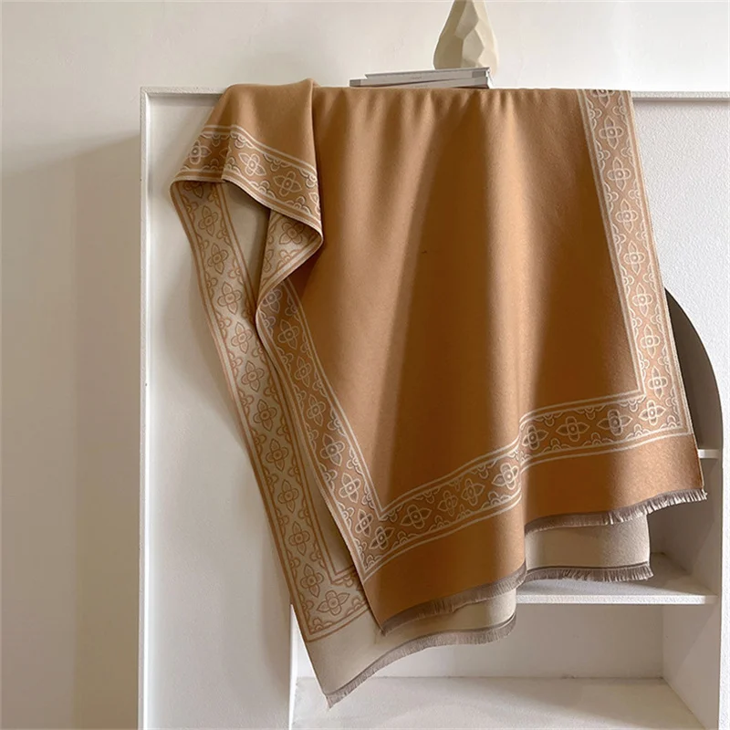 Простой осенне-зимний новый роскошный дизайнерский шарф женская уличная теплая