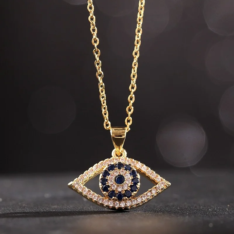 

Stainless Steel Eye Pendant Necklace For Women Vintage Man Luxury Colorful Crystal Demon Eye Necklaces Charm Trendy Jewelry