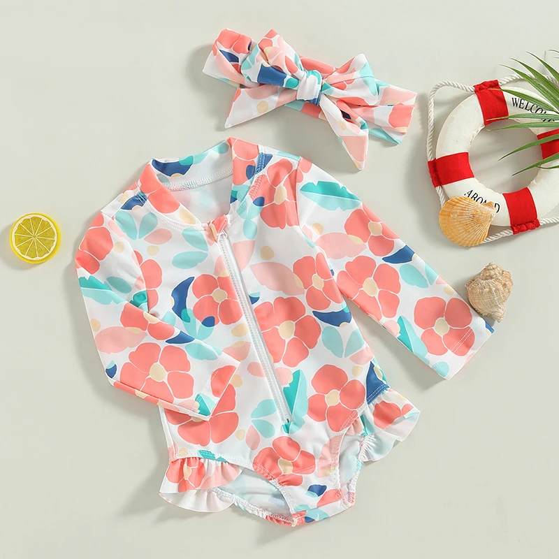 Купальник для маленьких девочек комбинезон детские купальники с длинным рукавом