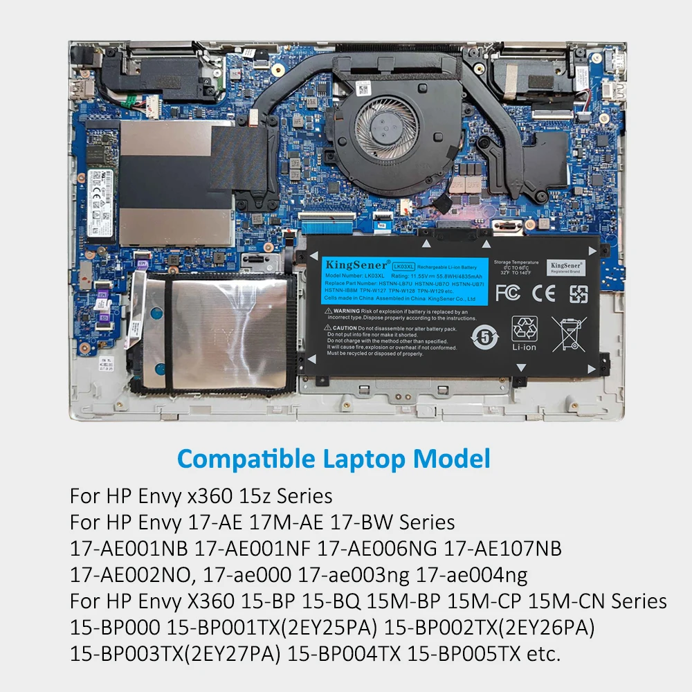 KingSener LK03XL Laptop Battery For HP envy 15 x360 15-bp 15-cn TPN-W127 W128 W129 W132 HSTNN-LB7U HSTNN-UB7I HSTNN-IB8M LB8J images - 6