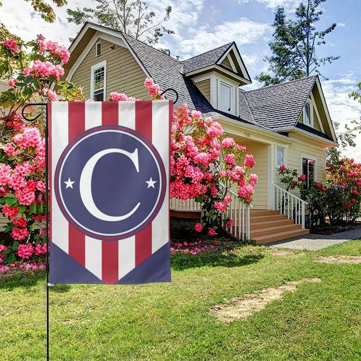

Американская монограмма 4 июля, декоративный Садовый флаг, буква С, звезды и полосы, патриотический День Независимости, двор Флаг США