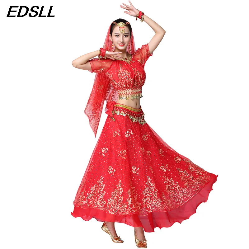 Женское сари для танца живота одежда танцевальных выступлений комплект