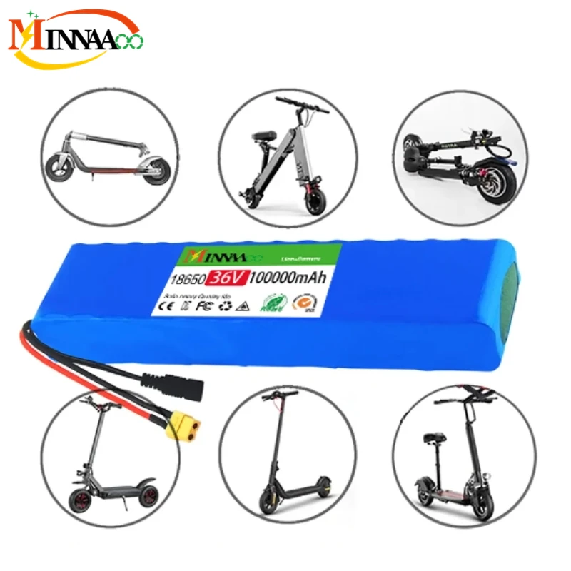 

36V 100Ah 10S3P 18650 Lithium Battery Pack 100 Watt 20A BMS T XT60 Plug for Xiaomi Mijia M365 Electric Bicycle Scooter