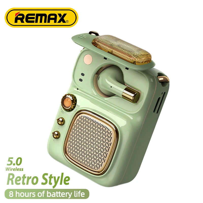 

Remax RB-M59 Wireless Mini Portable 2 in 1 Headphone Speaker Earbuds Headphones Bluetooth 5.0 Speaker with FM Radio